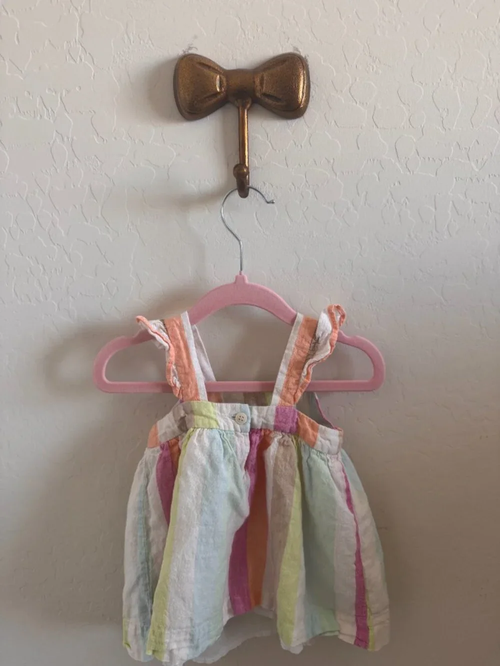Gap rainbow stripe ruffle strap summer dress